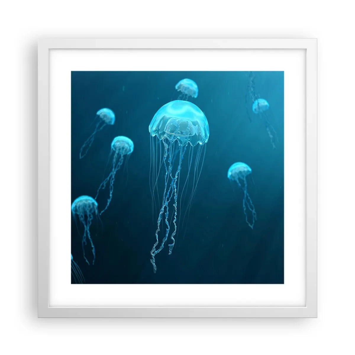 Plakat w białej ramie - Oceaniczny taniec - 40x40 cm
