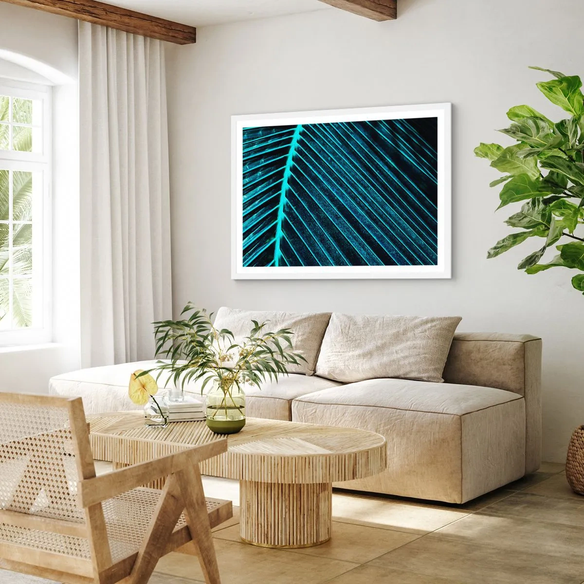 Plakat w białej ramie - Faktura zieleni - 40x30 cm