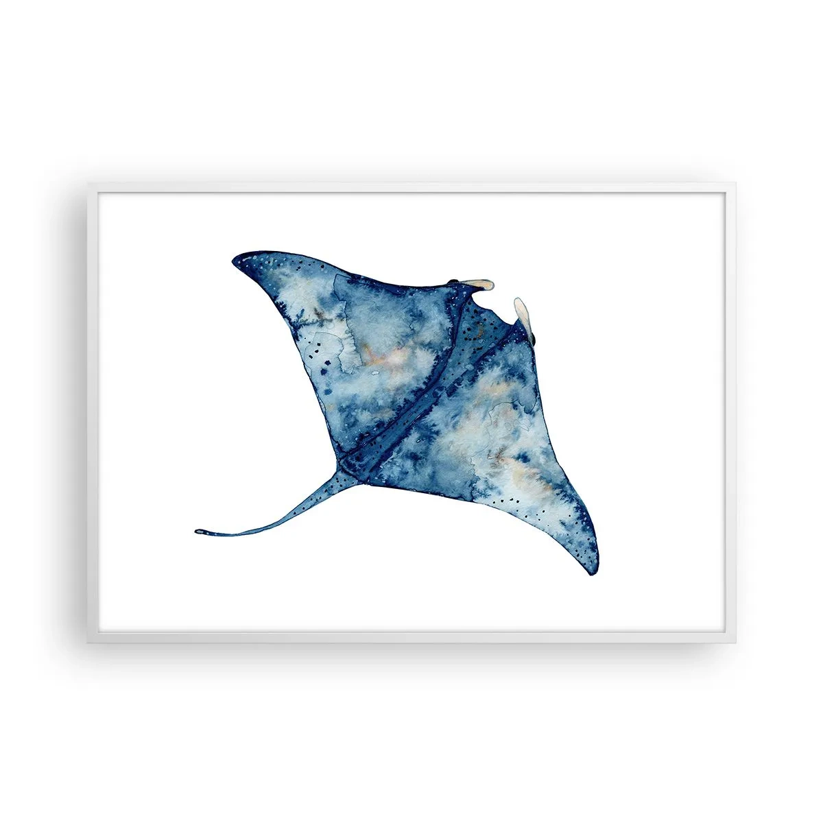 Plakat w białej ramie - Życie w błękicie - 100x70 cm