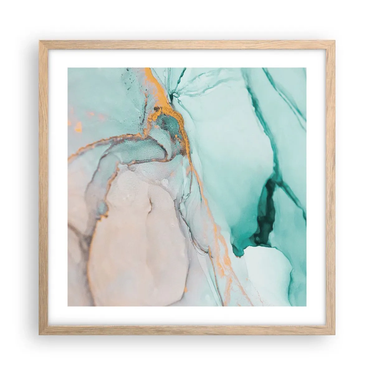 Plakat w ramie jasny dąb - Taniec kształtów i barw - 50x50 cm