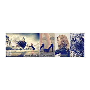 Fototapeta Próbka Premium Canvas - Jest taki wiatr… - Kobieta, Miasto, Tajemniczy Parasol - 100x30 cm