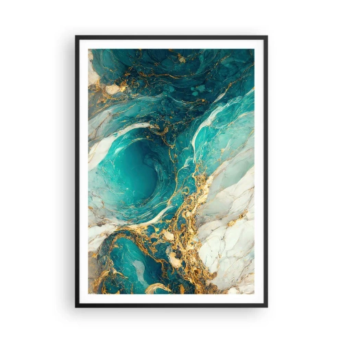 Plakat w czarnej ramie - Kompozycja z żyłami złota - 70x100 cm