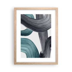 Plakat w ramie jasny dąb - Szmaragdowe i czarne szlaki - 30x40 cm
