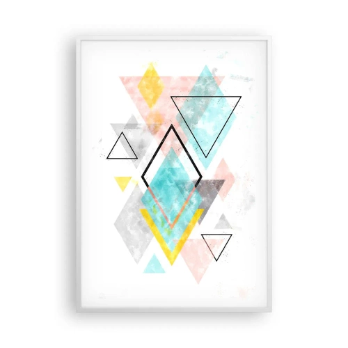 Plakat w białej ramie - Igraszka geometryczna - 70x100 cm