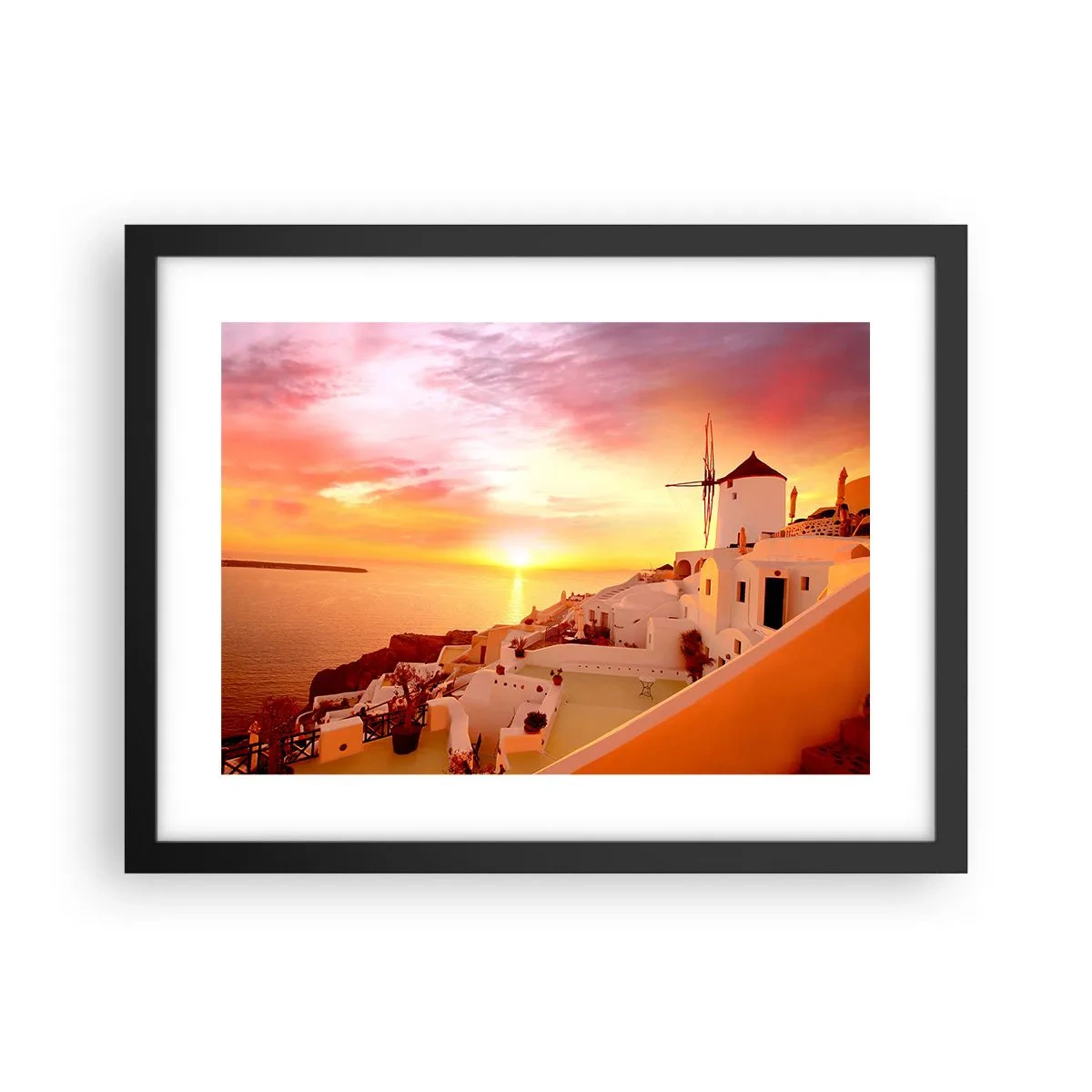 Plakat w czarnej ramie - Rozpłynąć się w bieli i złocie - 40x30 cm
