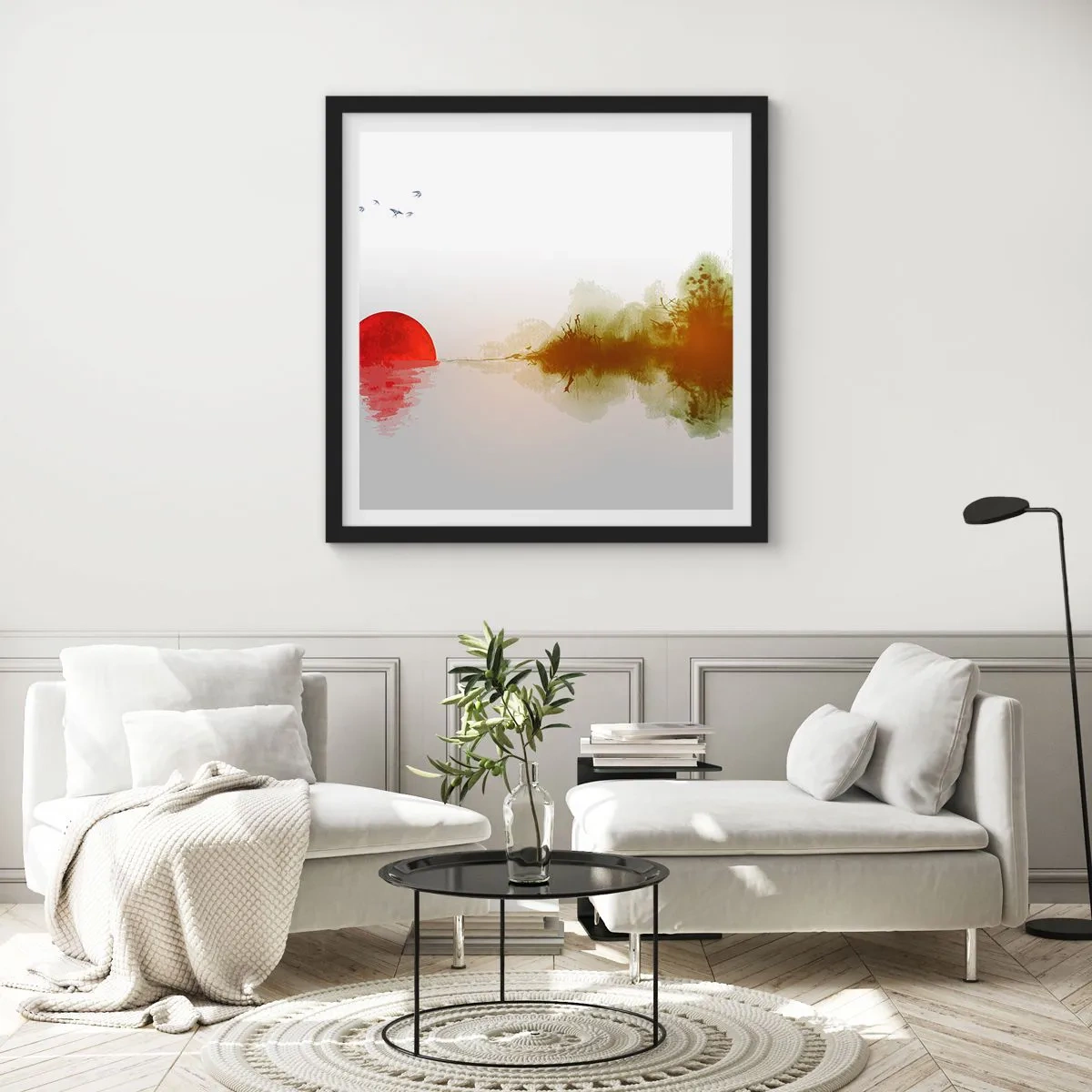 Plakat w czarnej ramie - Obietnica spokoju - 60x60 cm