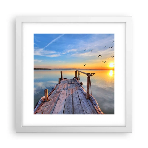 Plakat w białej ramie - Iść przed siebie ku słońcu - 30x30 cm