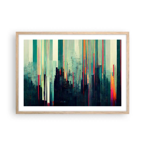 Plakat w ramie jasny dąb - Futurystyczne miasto - 70x50 cm