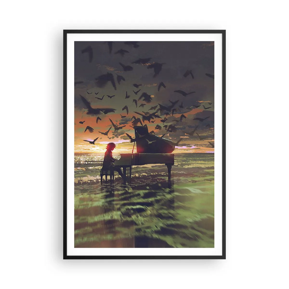 Plakat w czarnej ramie - Koncert na fortepian i fale - 70x100 cm