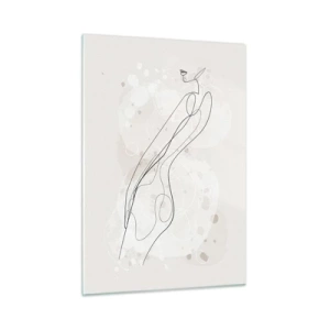 Obraz na szkle - Konturowa sylwetka kobiety w odcieniach beżu - 50x70cm - Pobłądzić spojrzeniem - Nowoczesna dekoracja ścienna do salonu, kuchni i sypialni ARTTOR