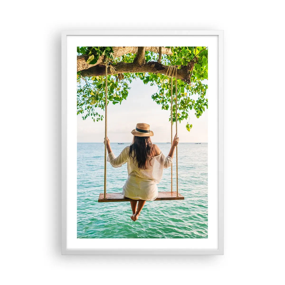 Plakat w białej ramie - Życie jest piękne - 50x70 cm