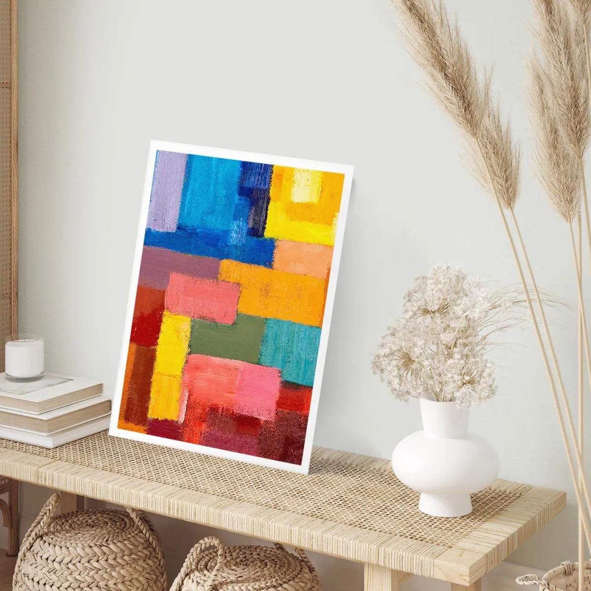 Plakat - Abstrakcyjne kolorowe prostokąty w harmonijnej kompozycji - 50x70cm - Każdy inny, wszystkie barwne - Nowoczesna dekoracja ścienna do salonu, kuchni i sypialni ARTTOR