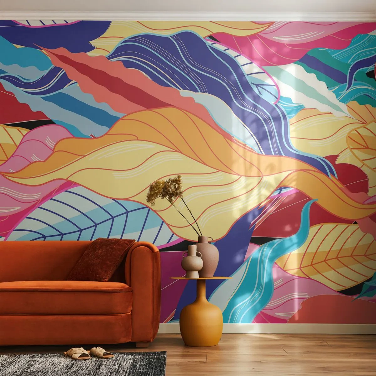 Fototapeta Premium Canvas - Kolorowy bałagan - Abstrakcja, Kolorowe Liście, Sztuka - 150x105 cm