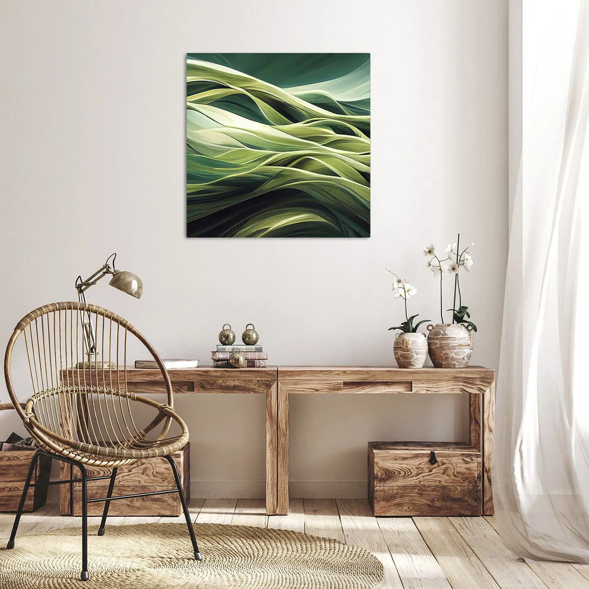 Obraz na płótnie - Abstrakcyjna gra w zielone - 50x50 cm
