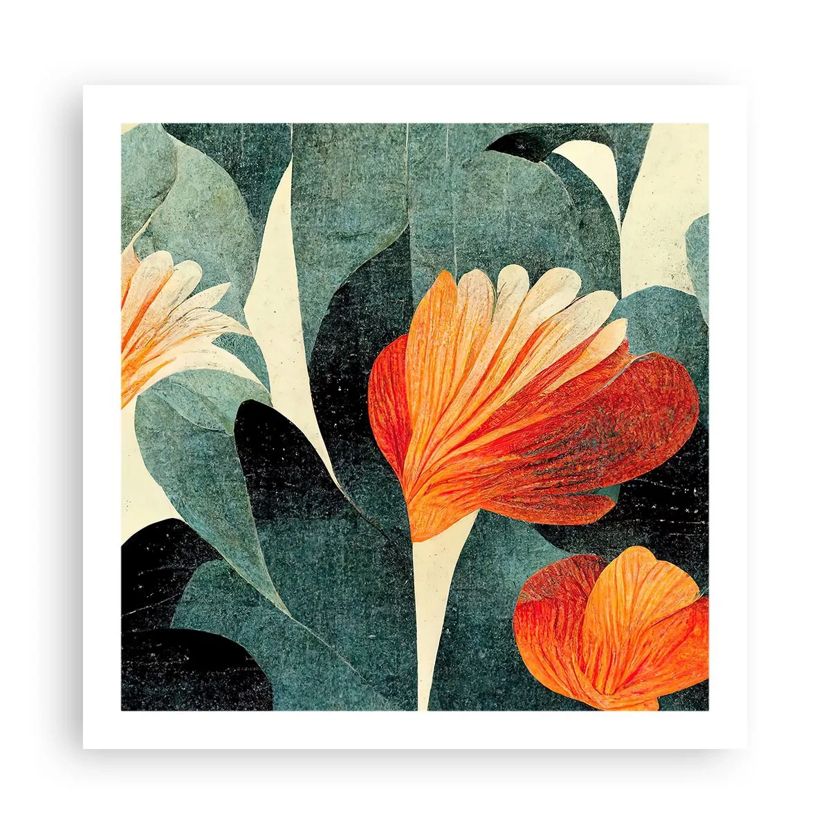 Plakat - Żar tropików i chłód zieleni - 60x60 cm