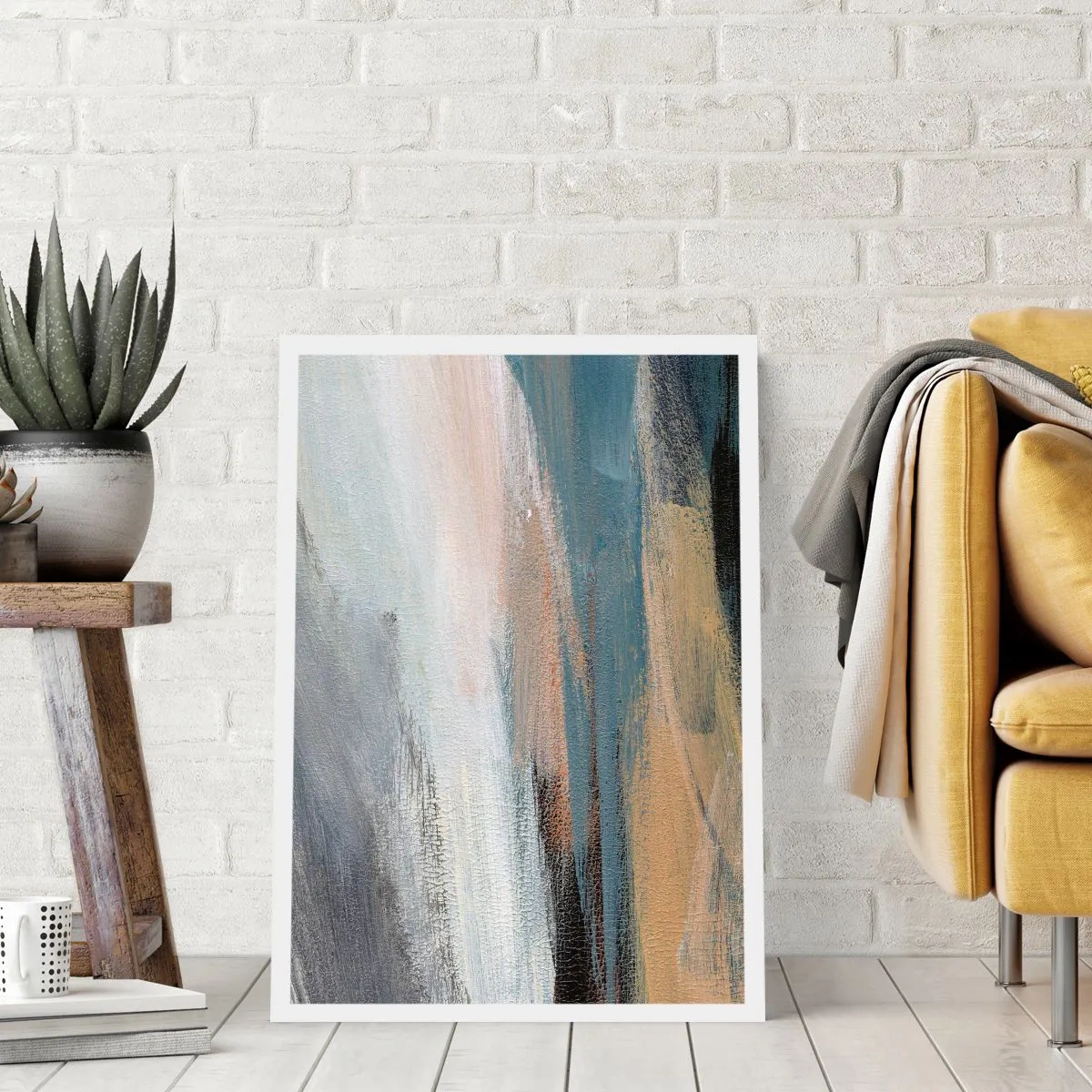 Plakat - Abstrakcyjna kompozycja w stonowanych barwach - 50x70cm - Abstrakcja: pejzaż północny - Nowoczesna dekoracja ścienna do salonu, kuchni i sypialni ARTTOR