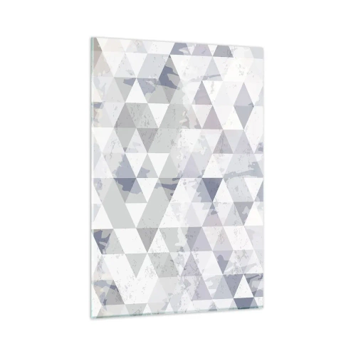 Obraz na szkle - Geometryczny wzór z trójkątów w pastelowych odcieniach - 80x120cm - W rytmie na trzy - Nowoczesna dekoracja ścienna do salonu i sypialni ARTTOR