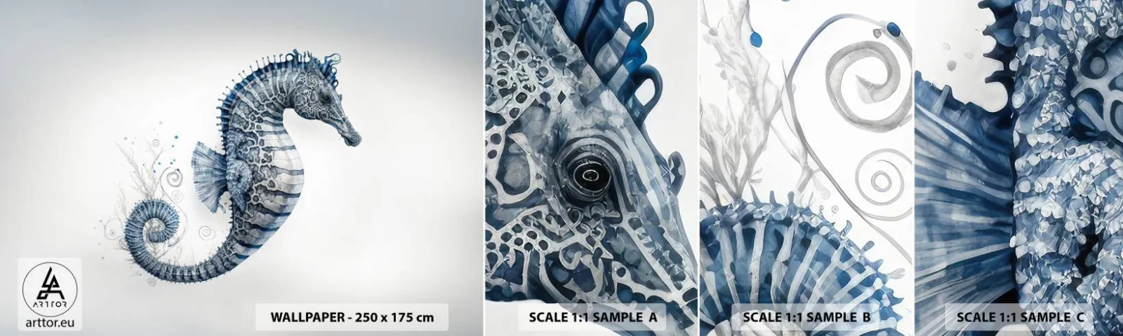 Fototapeta Próbka Samoprzylepna Deluxe Sticker - Subtelny żart natury - Konik Morski, Nadmorski, Rafa Koralowa - 100x30 cm