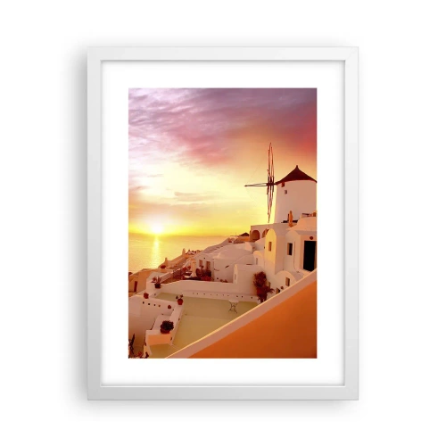 Plakat w białej ramie - Rozpłynąć się w bieli i złocie - 30x40 cm