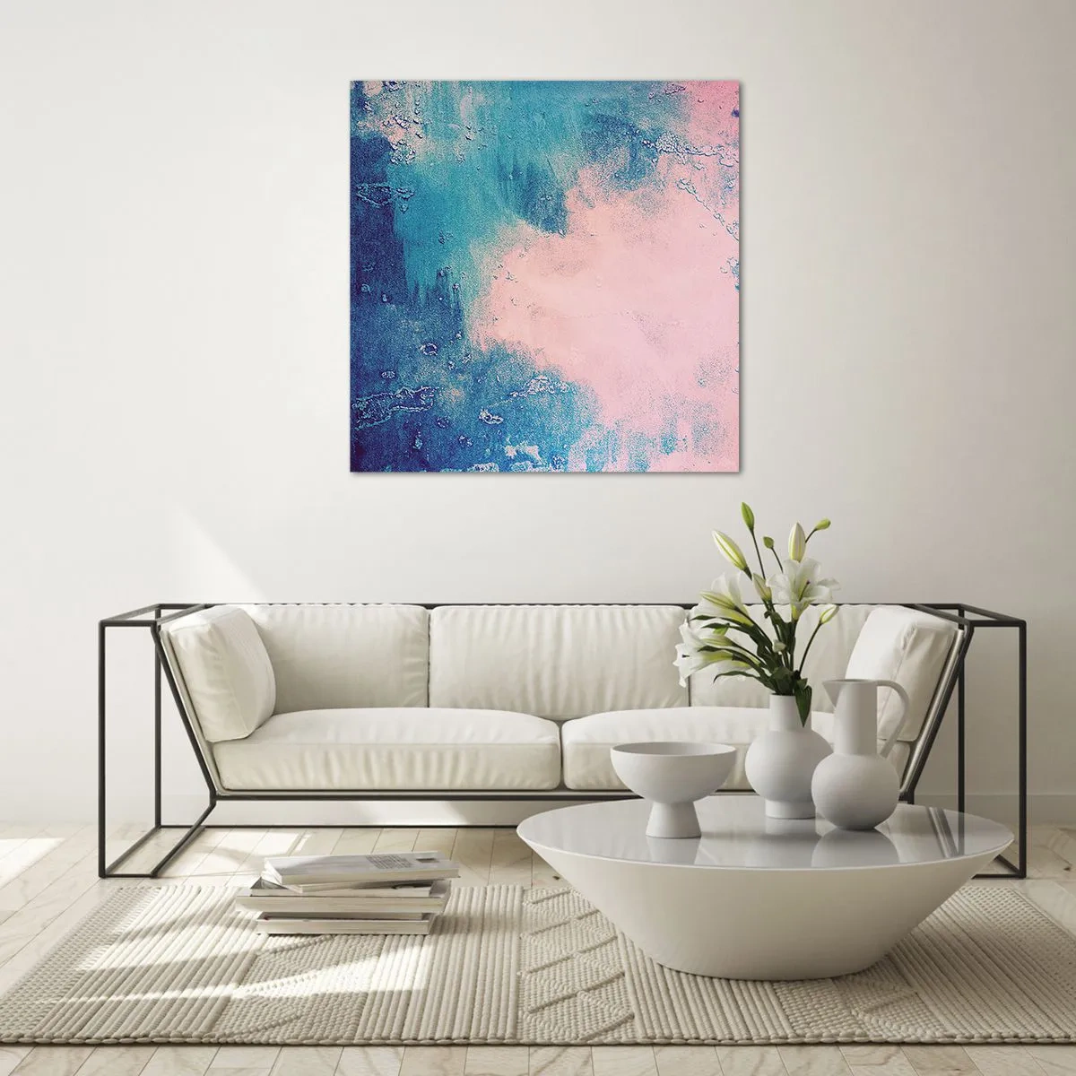 Obraz na szkle - Błękitne objęcia - 70x70 cm