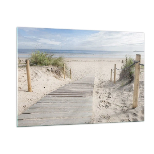 Obraz na szkle - Ścieżka na plażę z widokiem na morze - 120x80cm - Po horyzont - Nowoczesna dekoracja ścienna do salonu, kuchni i sypialni ARTTOR