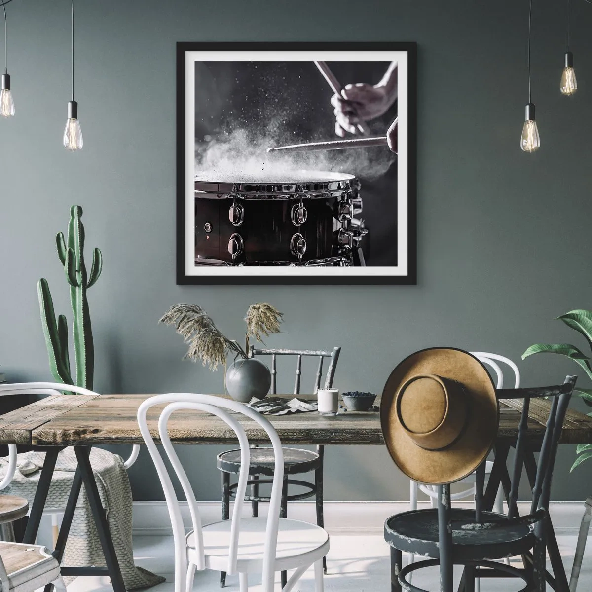 Plakat w czarnej ramie - Puls muzyki - 60x60 cm