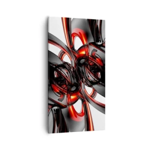 Obraz na płótnie - Ruch w graficie i czerwieni - 55x100 cm