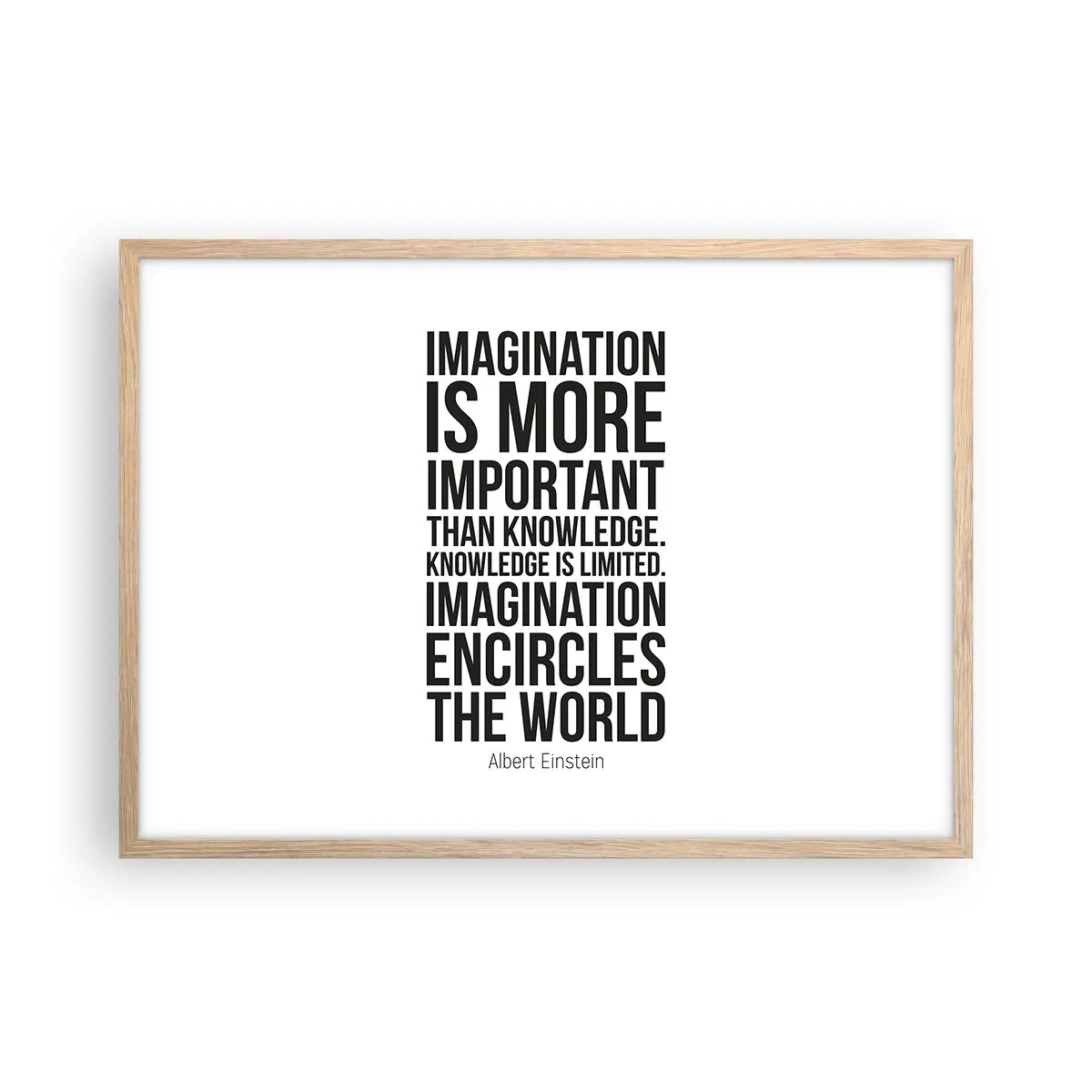 Plakat w ramie jasny dąb - Einstein o mocy wyobraźni - 70x50 cm