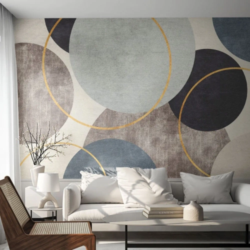 Fototapeta Premium Sand - Koło za kołem - Okręgi, Minimalistyczne, Sztuka - 150x105 cm