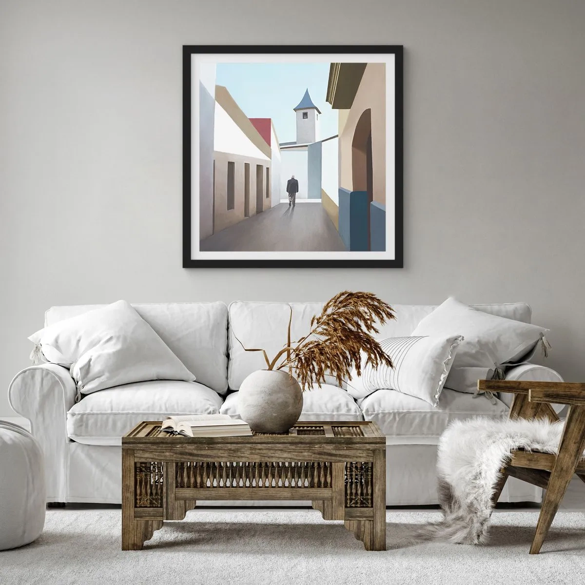 Plakat w czarnej ramie - Słoneczny spacer - 40x40 cm