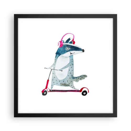 Plakat w czarnej ramie - Borsucze radości - 40x40 cm