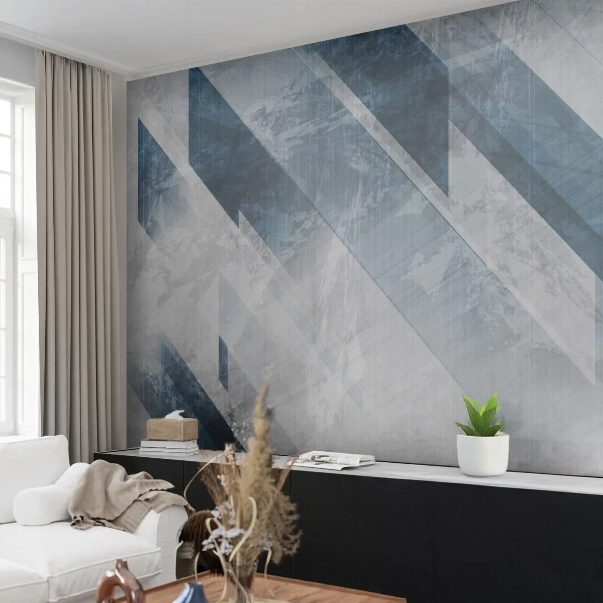 Fototapeta Standard Eco - Abstrakcyjne geometryczne formy w odcieniach szarości - 100x70cm - Kompozycja przestrzenna – ruch szarości - Nowoczesna dekoracja ścienna do salonu i sypialni ARTTOR