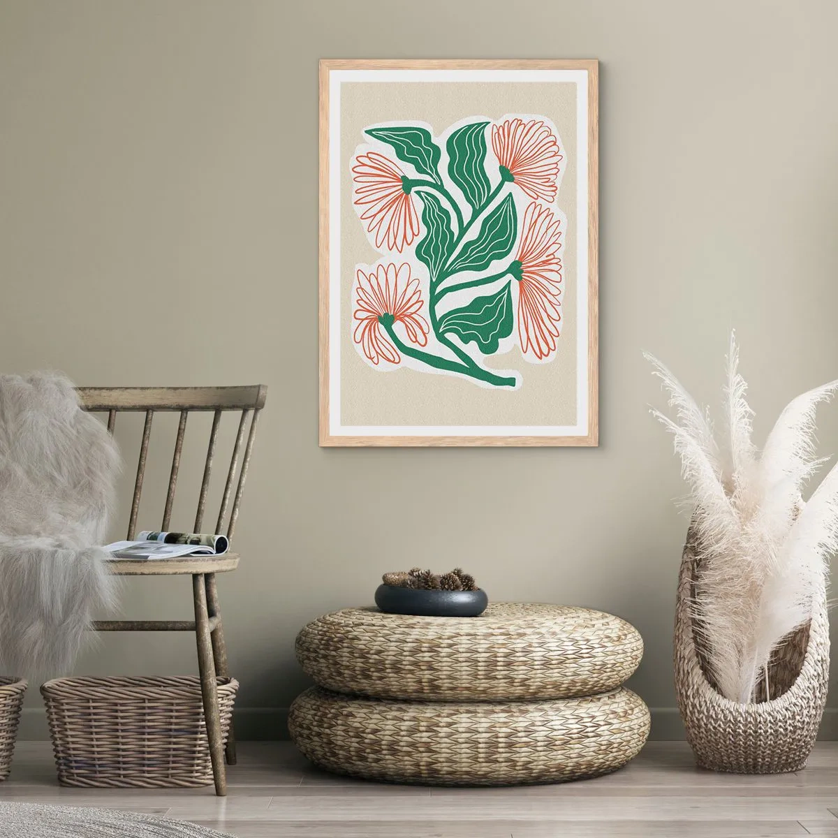 Plakat w ramie jasny dąb - Ludowe i nowoczesne - 50x70 cm