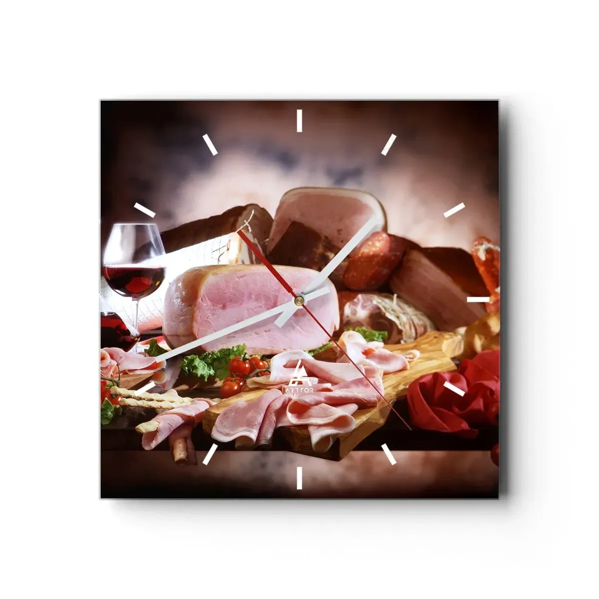 Zegar ścienny - Kulinarne marzenie z karafką - 40x40 cm