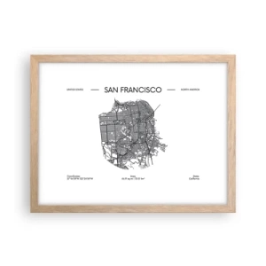 Plakat w ramie jasny dąb - Anatomia San Francisco - 40x30 cm