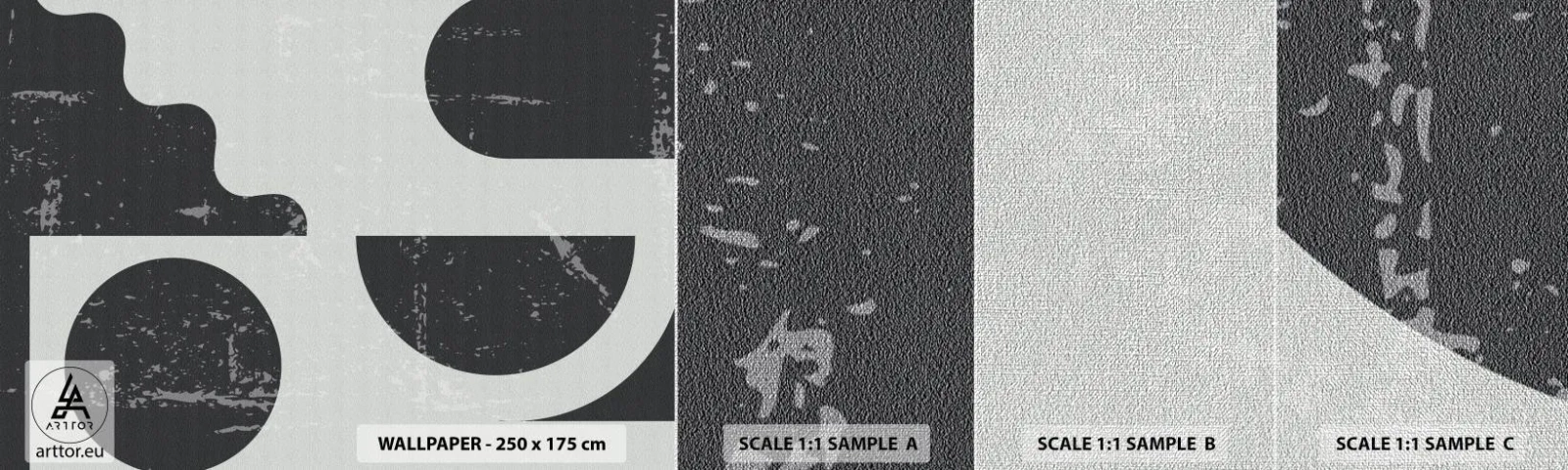 Fototapeta Próbka Premium Canvas - Kompozycja ponad i pod - Abstrakcja, Czarno-Biały, Postarzany - 100x30 cm