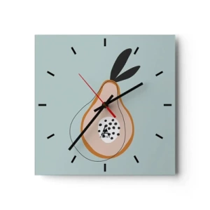 Zegar ścienny - Abstrakcyjna gruszka na jasnym tle - 30x30cm - Przeniknąć w naturę rzeczy - Nowoczesna dekoracja ścienna do salonu i sypialni ARTTOR