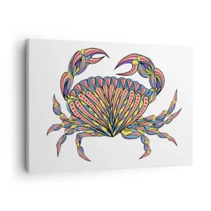 Obraz na płótnie - Kolorowy krab w artystycznym stylu - 70x50cm - Morska biżuteria - Nowoczesna dekoracja ścienna do salonu i sypialni ARTTOR