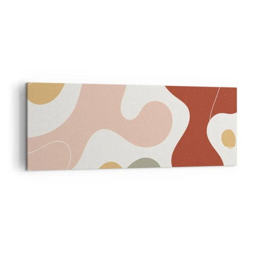 Obraz na płótnie - Abstrakcyjna kompozycja w pastelowych odcieniach z dynamicznymi kształtami - 140x50cm - Esy czy floresy? - Nowoczesna dekoracja ścienna do salonu i sypialni ARTTOR