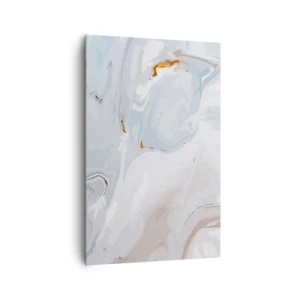 Obraz na płótnie - Abstrakcyjne fale w tonacji błękitu i bieli - 80x120cm - Biel wypiętrzona - Nowoczesna dekoracja ścienna do salonu i sypialni ARTTOR