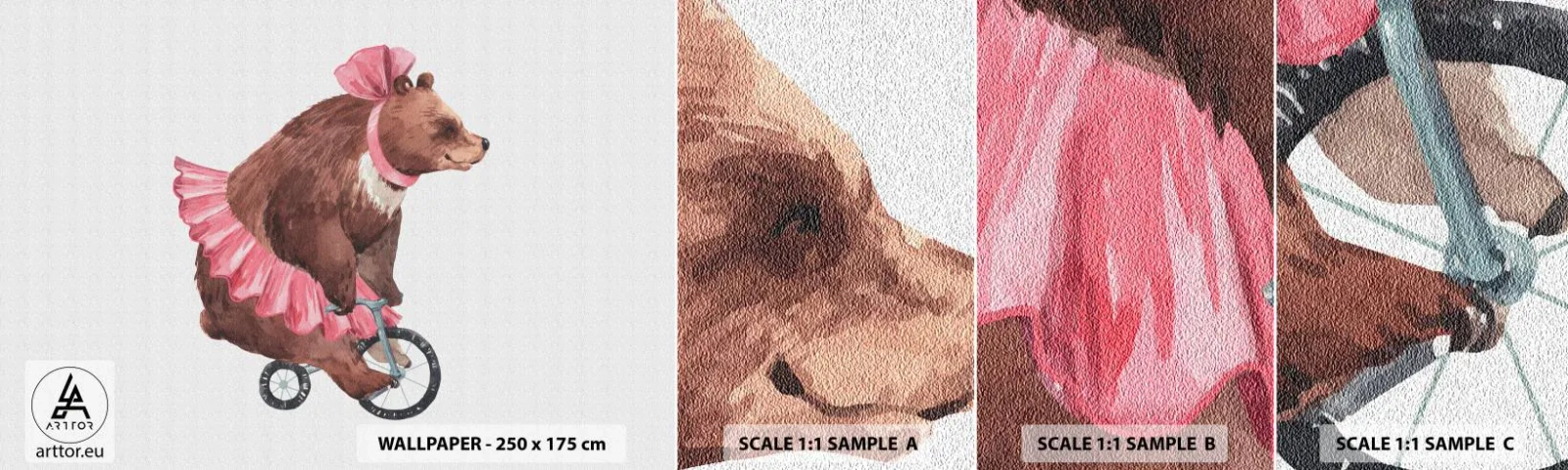 Fototapeta Próbka Samoprzylepna Deluxe Sticker - Ale cyrk! - Miś, Cyrk, Dziewczęcy - 100x30 cm