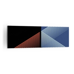 Obraz na płótnie - Geometryczne linie w odcieniach czerwieni i błękitu - 160x50cm - Prosta historia - Nowoczesna dekoracja ścienna do salonu i sypialni ARTTOR