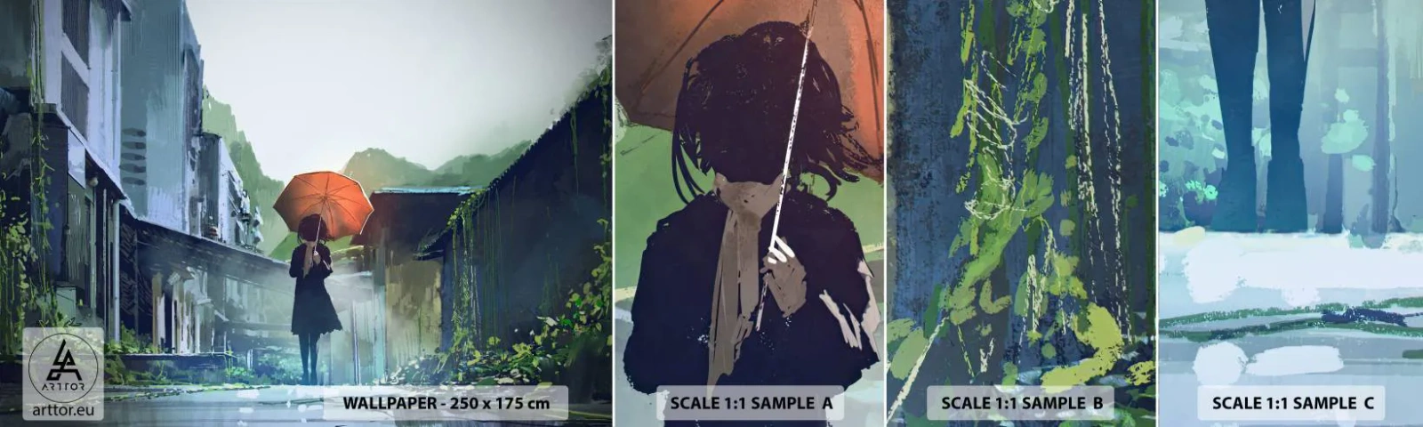 Fototapeta Próbka Samoprzylepna Deluxe Sticker - Ożywczy deszcz - Abstrakcja, Miasto, Architektura - 100x30 cm