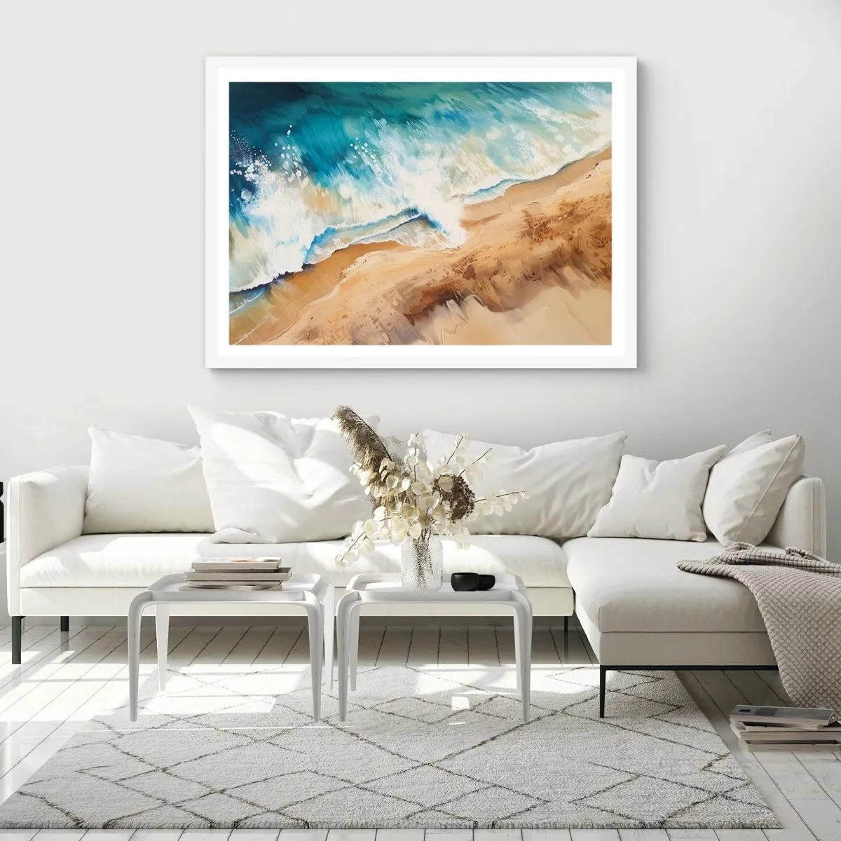 Plakat w białej ramie - Powracająca fala - 100x70 cm