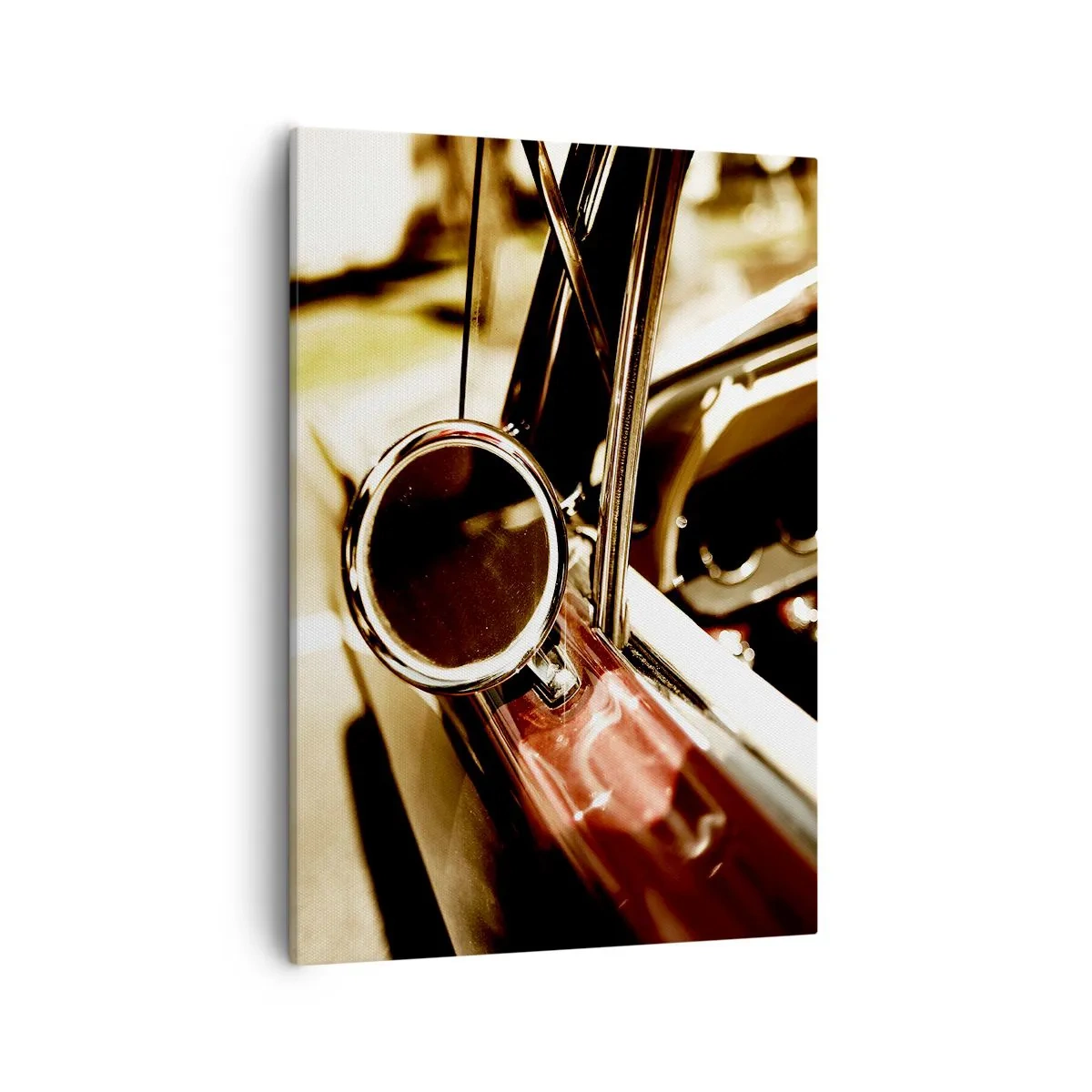 Obraz na płótnie - Detal lusterka retro samochodu w stylu vintage - 50x70cm - Auto z duszą - Nowoczesna dekoracja ścienna do salonu, kuchni i sypialni ARTTOR