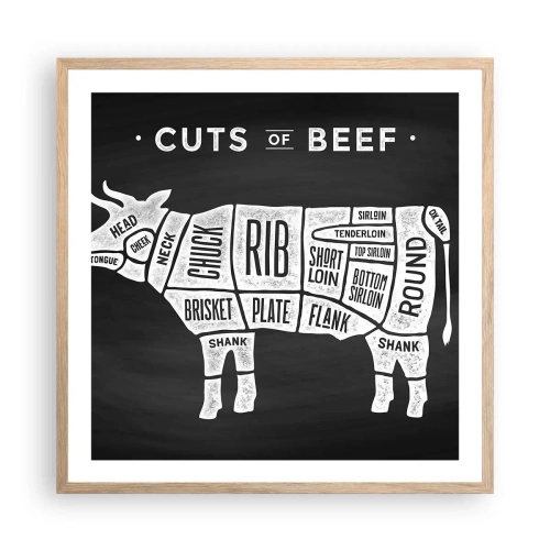 Plakat w ramie jasny dąb - Elementarz masarza - 60x60 cm