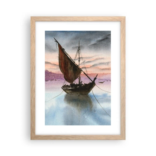 Plakat w ramie jasny dąb - Wieczór w porcie - 30x40 cm