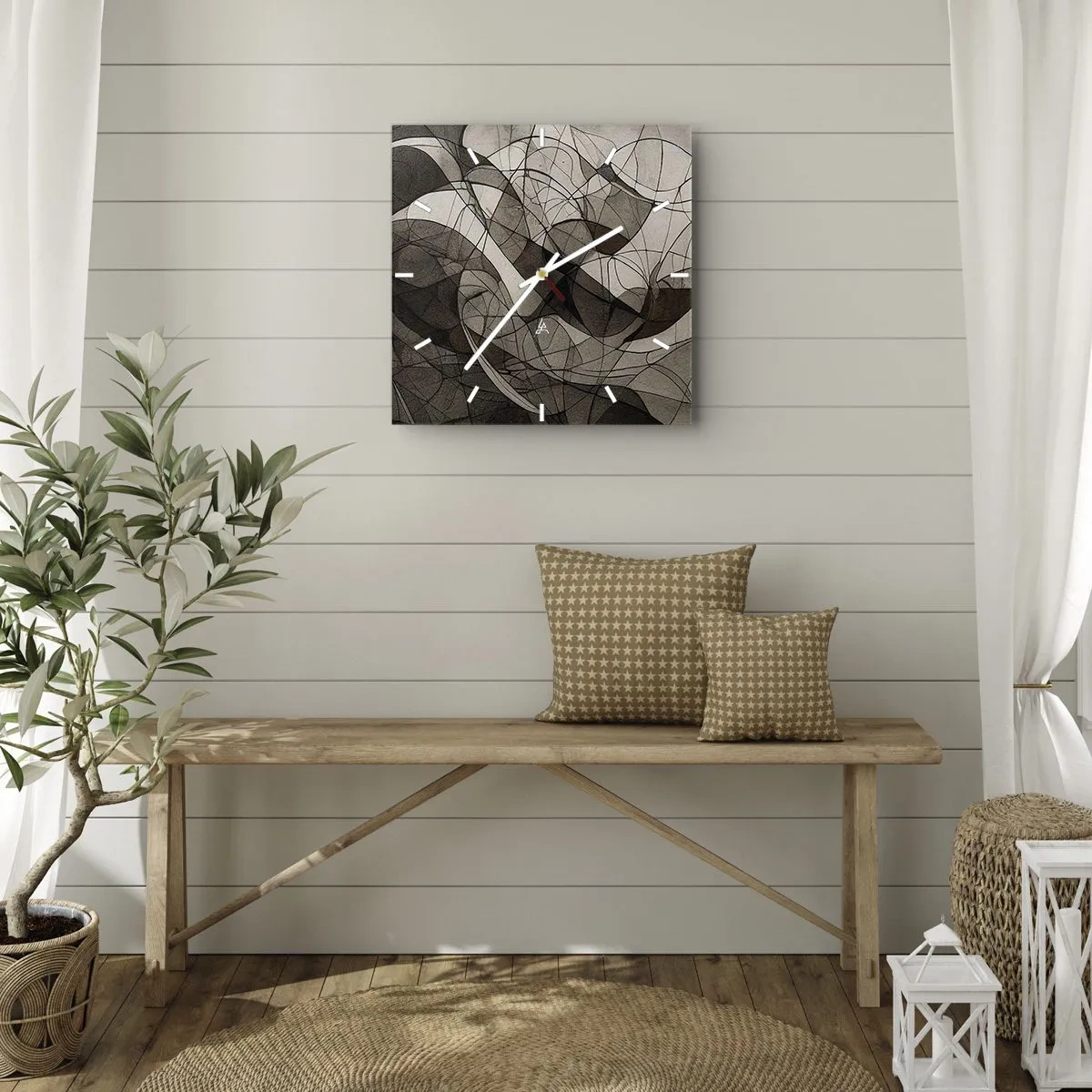 Zegar ścienny - Abstrakcyjny wzór w brązowych i ziemistych tonach - 30x30cm - Cyrkulacja barw ziemi - Nowoczesna dekoracja ścienna do salonu i sypialni ARTTOR