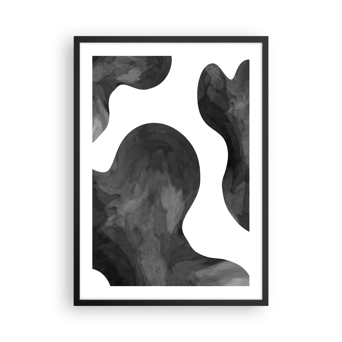 Plakat w czarnej ramie - Abstrakcyjna kompozycja w czerni i bieli z organicznymi kształtami - 50x70cm - Droga Mleczna - Nowoczesna dekoracja ścienna do salonu i sypialni ARTTOR