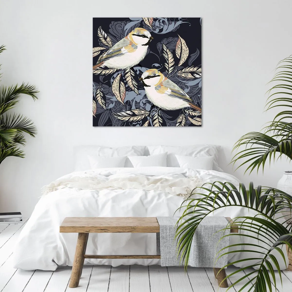 Obraz na płótnie - Żółto-błękitny trel - 50x50 cm